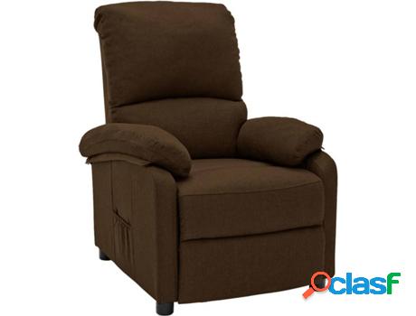 Sillón VIDAXL Reclinable (Marrón Oscuro - Tela - 71 x 95 x