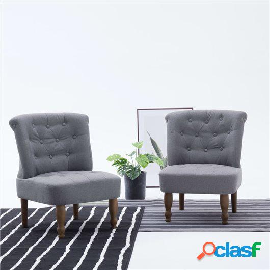 Sillón francés de tela gris claro