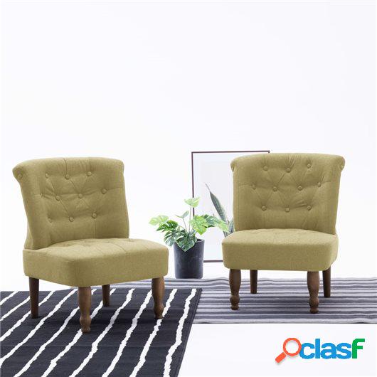 Sillón francés de tela verde
