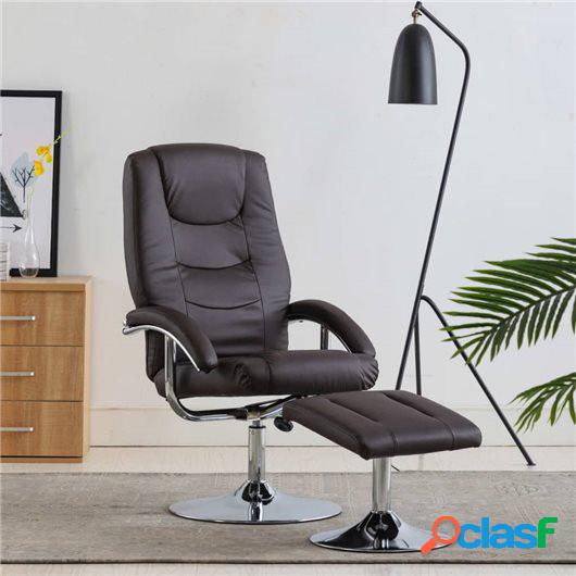 Sillón reclinable con reposapiés cuero sintético marrón