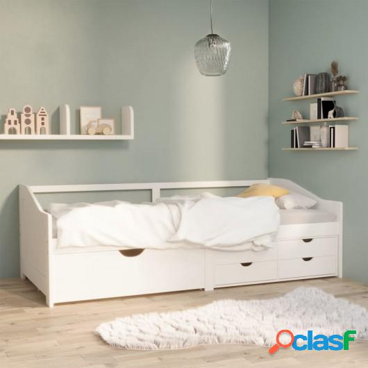Sofá cama 3 plazas cajones madera maciza pino blanco 90x200