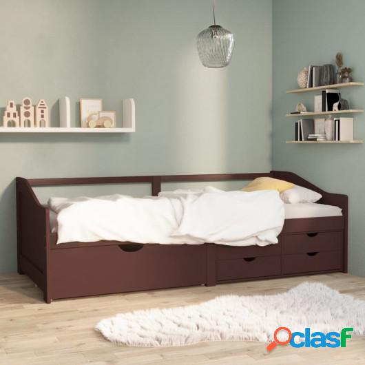 Sofá cama 3 plazas cajones pino macizo marrón oscuro