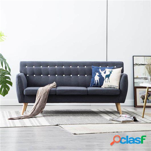 Sofá de 3 plazas tapizado de tela 172x70x82 cm gris oscuro
