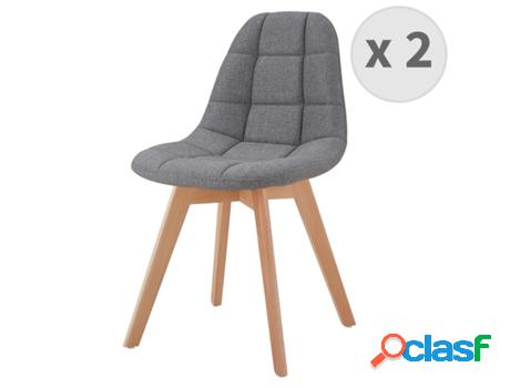Stella-Silla Escandinava Tela Gris Patas De Haya (X2)