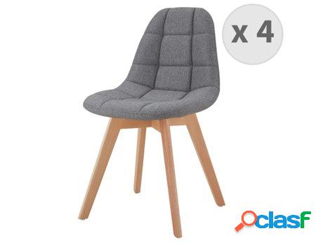 Stella-Silla Escandinava Tela Gris Patas De Haya (X4)