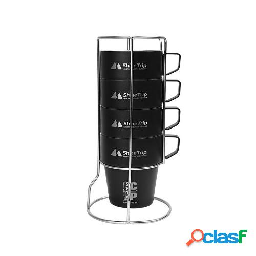Tazas que acampan al aire libre del acero inoxidable 4PCS