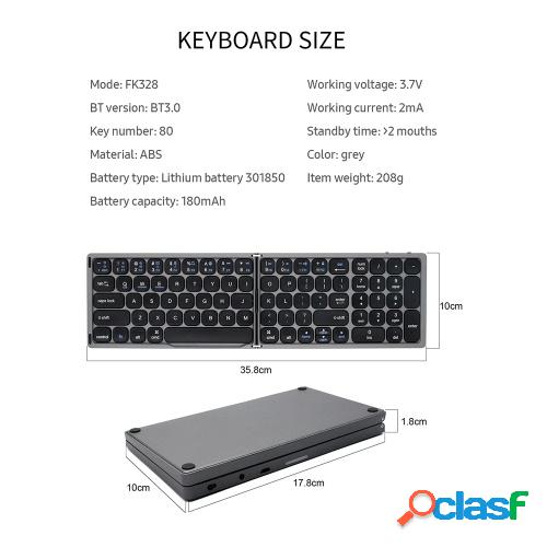 Teclado inalámbrico BT plegable Teclado portátil Teclado