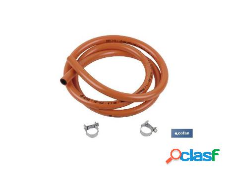 Tubo flexible 1,5 mts para gas butano + abrazaderas