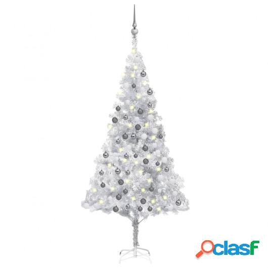Árbol de Navidad artificial con LED y bolas plateado PET