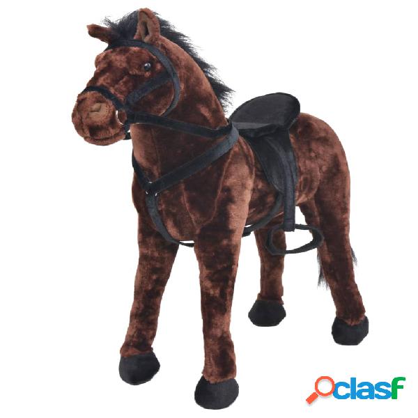 vidaXL Caballo de peluche de pie marrón oscuro XXL