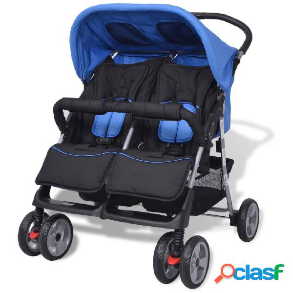 vidaXL Carrito para gemelos de acero azul y negro