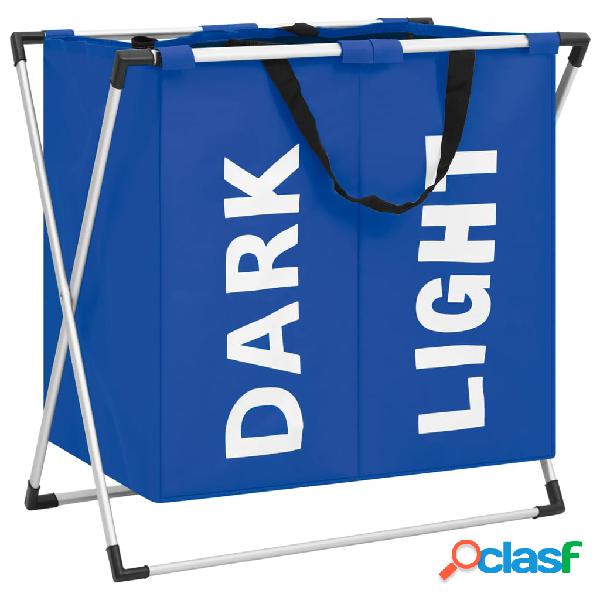 vidaXL Cesto separador de ropa sucia 2 secciones azul