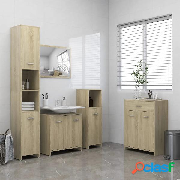 vidaXL Juego de muebles de baño de 4 piezas roble Sonoma