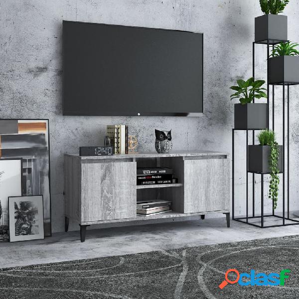vidaXL Mueble de TV con patas de metal gris Sonoma