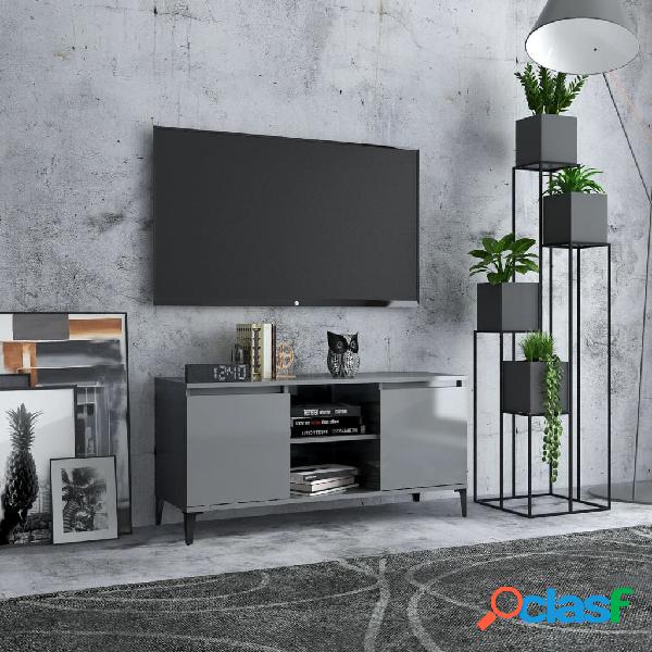 vidaXL Mueble de TV con patas de metal gris brillante