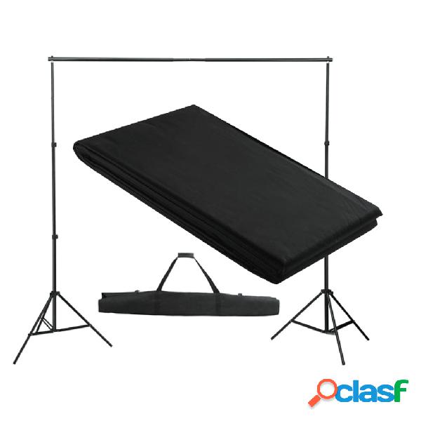 vidaXL Sistema de soporte de telón fondo 300x300 cm negro