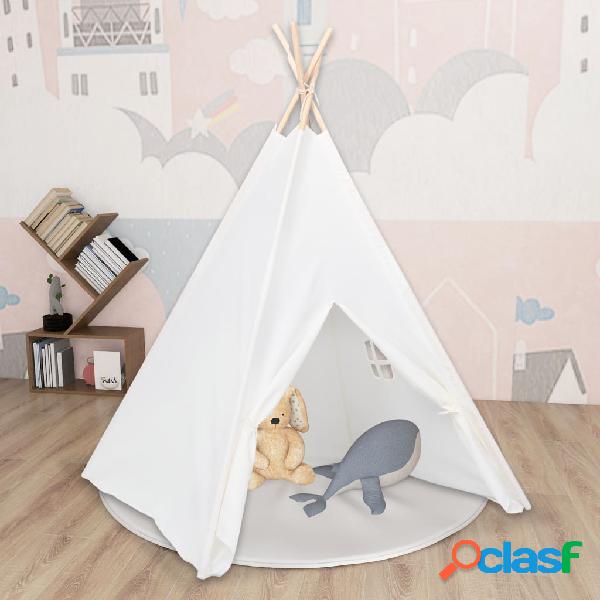 vidaXL Tienda tipi niños y bolsa piel melocotón blanco