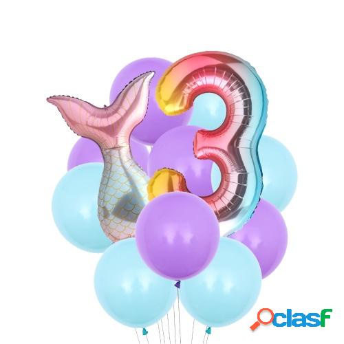 12PCS Mermaid Tail Balloons Birthday Party Decorations Set