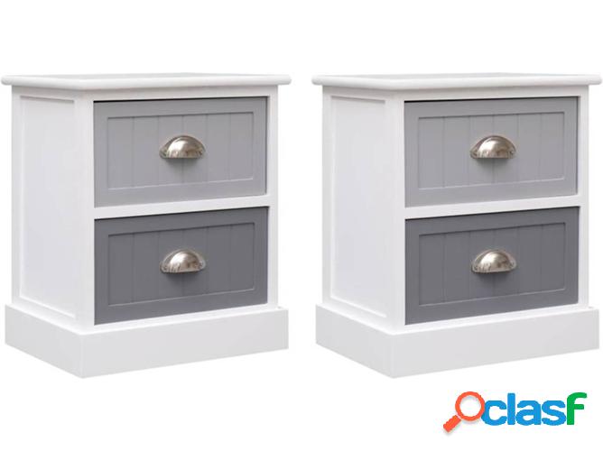 2 Mesitas de Noche ART PLANET Madera Paulownia Gris