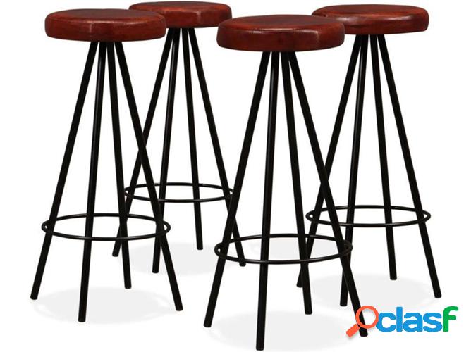 4 Bancos VIDAXL bar cuero genuino