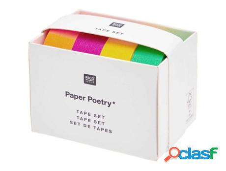 4 Cintas Adhesiva, neón, colores sólidos