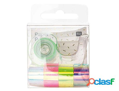 5 mini masking tapes espejo - arco iris