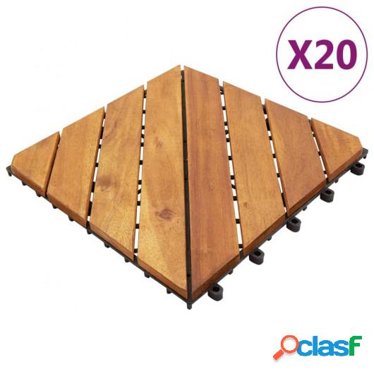 Baldosas de porche de madera de acacia 20 pzas marrón 30x30