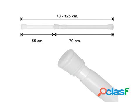 Barra para cortina ducha extensible aluminio blanco 70 a 125