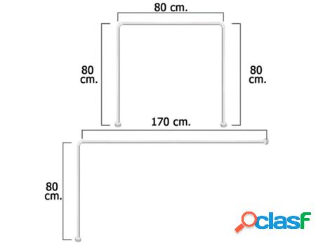 Barra para cortina ducha universal aluminio blanco 80 x 170