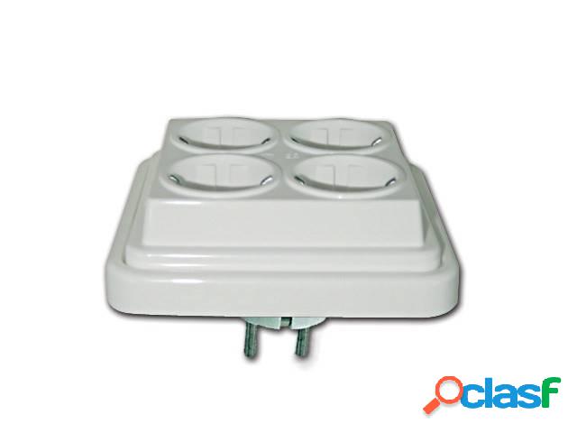 Base Enchufe Electricidad 4 Tomas Tt Blanco Bf