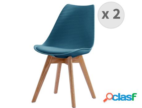 Bessy-Silla Escandinava Azul Pato Patas De Roble (X2)