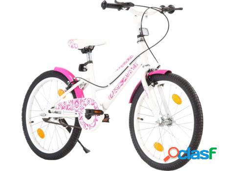 Bicicleta Infantil VIDAXL Blanco y Rosa (Edad Mínima: 6