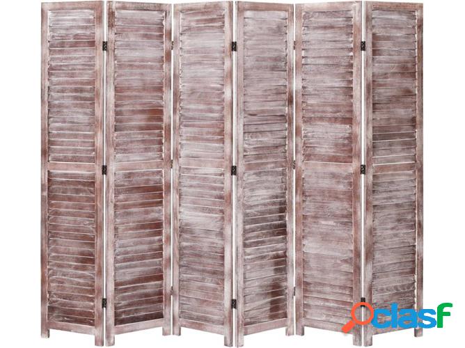 Biombo con 6 paneles VIDAXL madera marrón (210x165 cm)