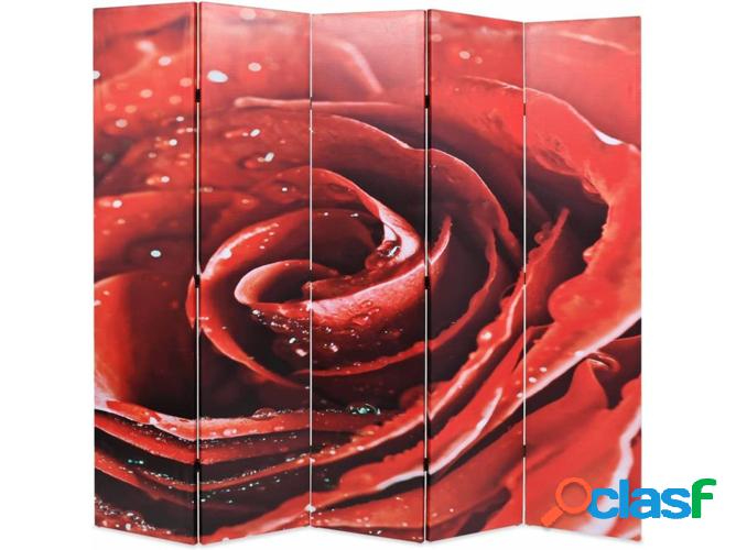 Biombo plegable VIDAXL estampa de rosa roja (200x170 cm)