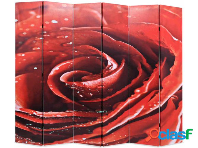 Biombo plegable VIDAXL estampa de rosa roja (228x170 cm)