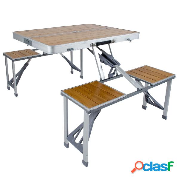 Bo-Camp Set de mesa de picnic plegable bambú marrón