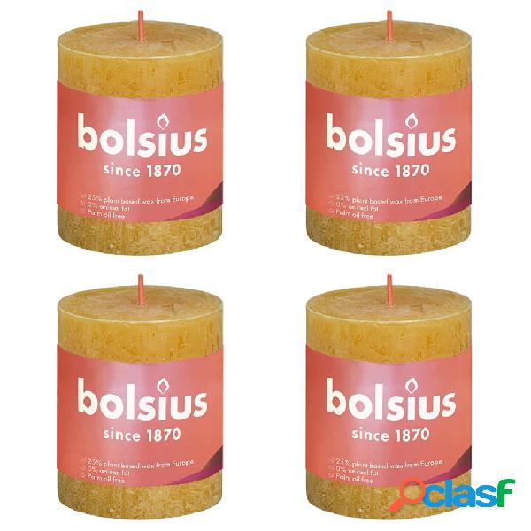Bolsius Velas rústicas Shine 4 uds color amarillo colmena