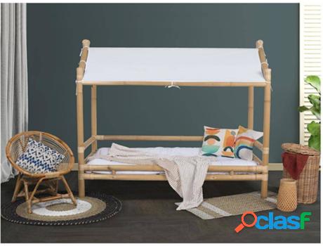 Cama VENTE UNIQUE Cocoa (Beis, Blanco - Madera - 90x190 cm)