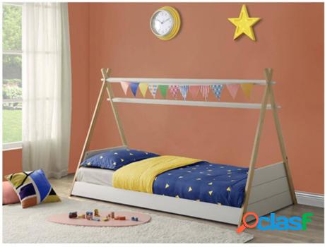 Cama VENTE UNIQUE Sioux (Beis, Blanco - Madera - 90x190 cm)
