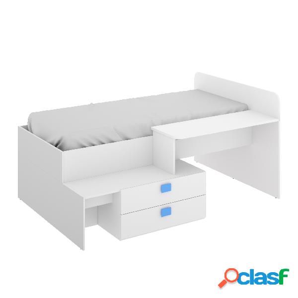 Cama compacta con 2 cajones y escritorio Dekit Chic Blanco