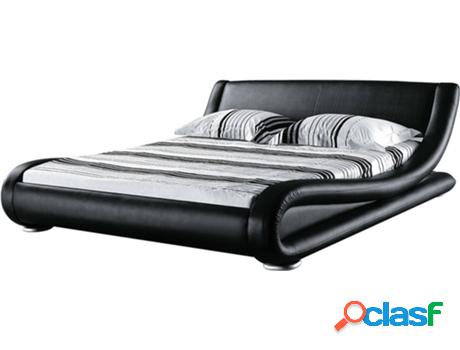 Cama de Agua BELIANI Avignon (Negro - Piel -230x210x72 cm -