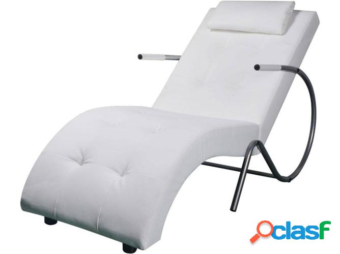 Chaise Longue blanca VIDAXL almohada cuero artificial