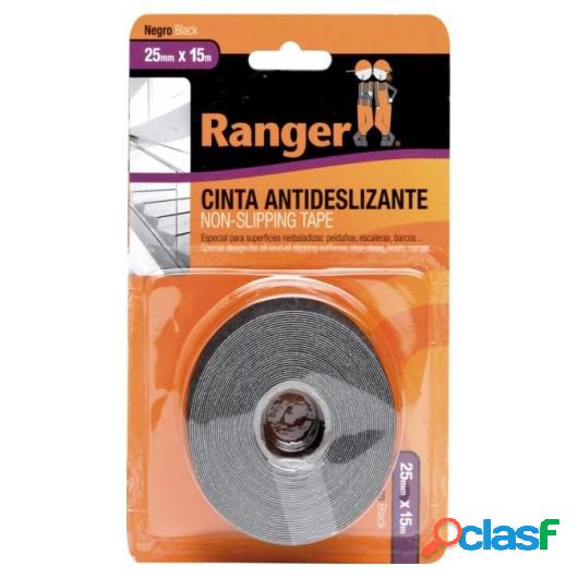 Cinta Antideslizante 25Mmx15Mt Adhesivo Negro Ranger