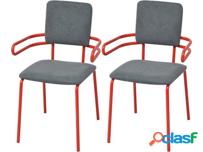 Conjunto 2 Sillas de Comedor VIDAXL 242294 Tejido Rojo y