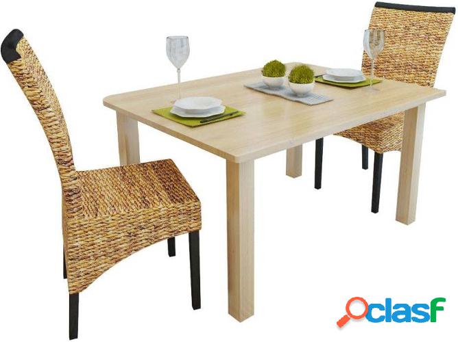 Conjunto 2 Sillas de Comedor VIDAXL 243233 Abacá y Madera