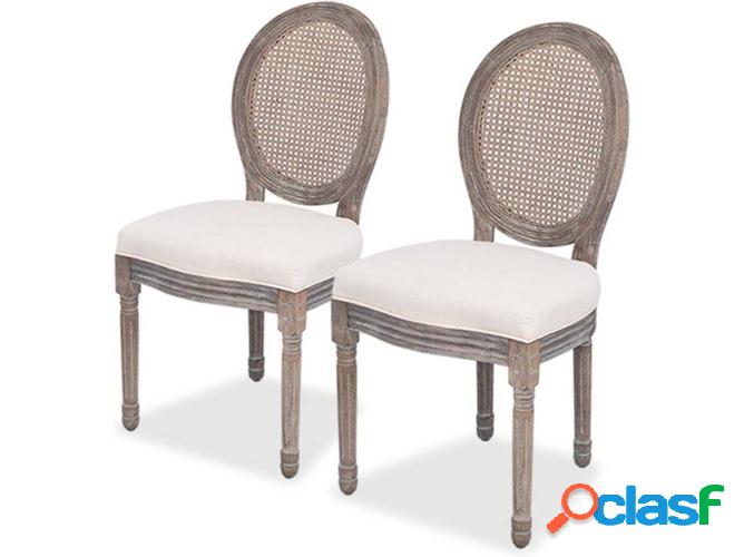 Conjunto 2 Sillas de Comedor VIDAXL 244089 Tejido Beige