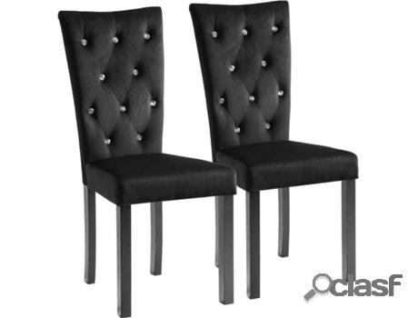 Conjunto 2 Sillas de Comedor VIDAXL (Negro - Tela - 43 x 51