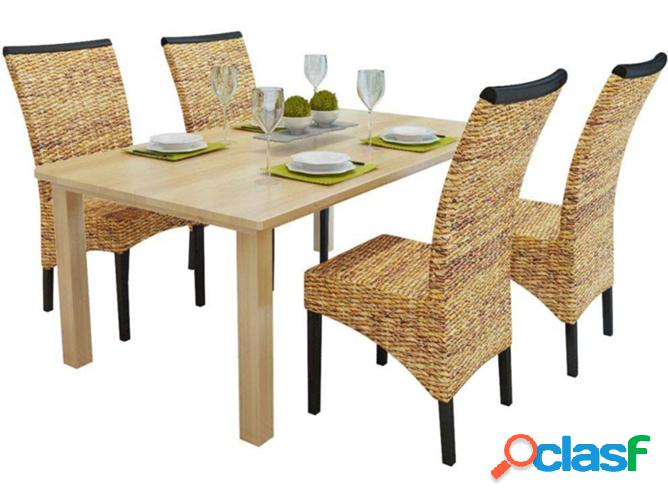 Conjunto 4 Sillas de Comedor VIDAXL 274198 Abacá y Madera