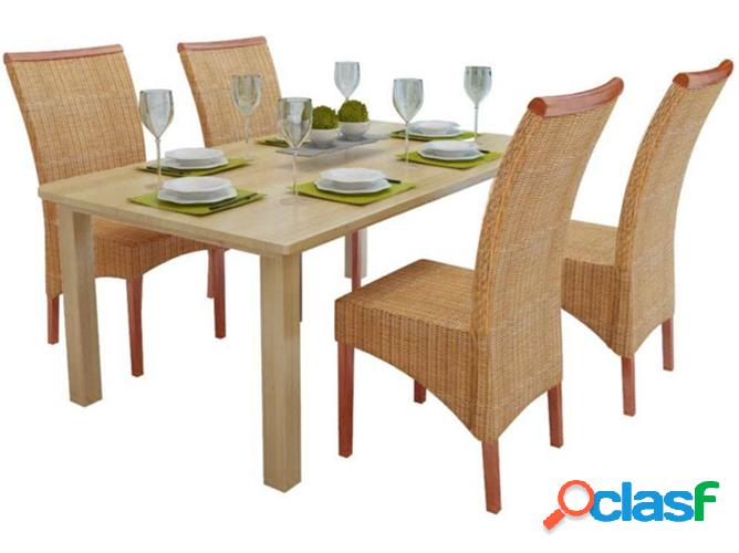 Conjunto 4 Sillas de Comedor VIDAXL 274202 Mimbre Natural