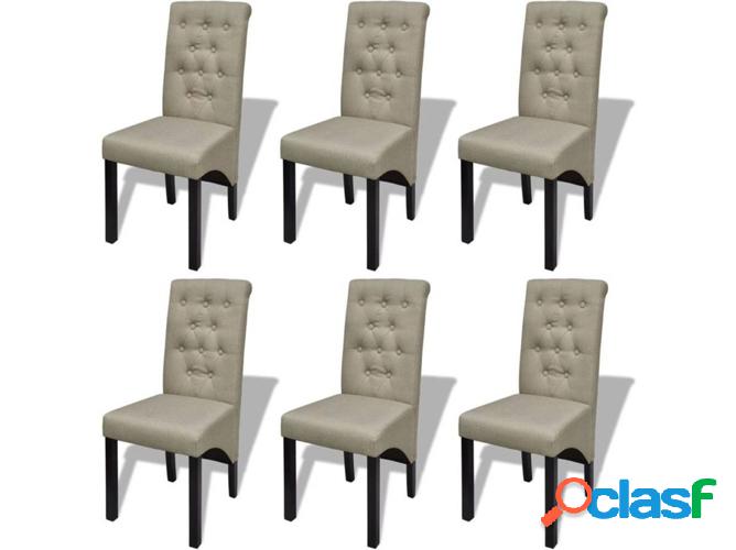 Conjunto 6 Sillas de Comedor VIDAXL 160792 Tejido Beige